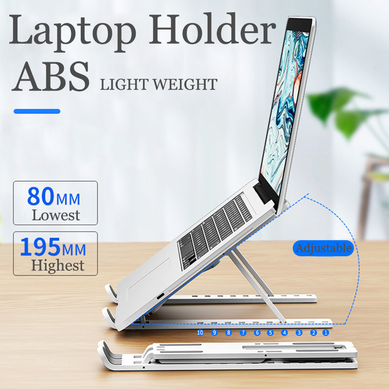 מעמד למחשב נייד למחזיק מחשב נייד מתקפל ABS קל משקל לוח מחזיק מחשב נייד לתמיכה ב- iPad מתכוונן