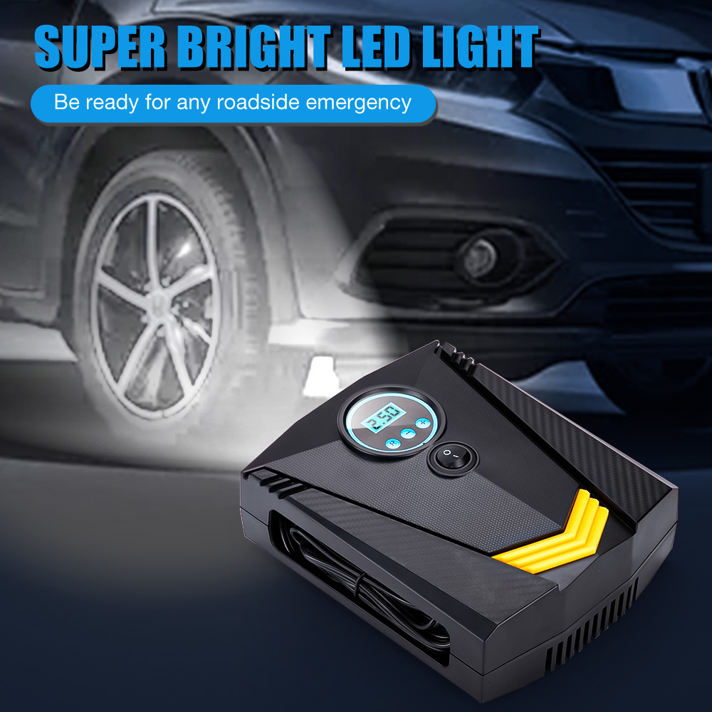 משאבה מתנפחת צמיג רכב 12V מדחס אוויר חשמלי נייד ניפוח צמיג אוטומטי לרכב אופנוע LED משאבת צמיג אור