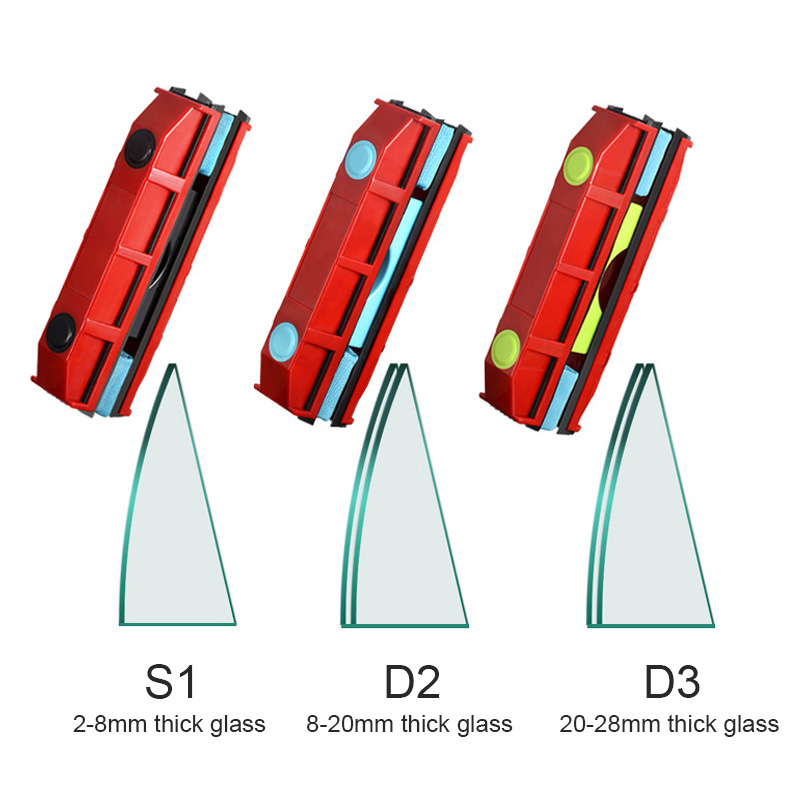 מנקה חלונות דו צדדי עם מגנט מובנה ושאינו משאיר סימנים 2-8mm ,8-20mm , 20-28mm